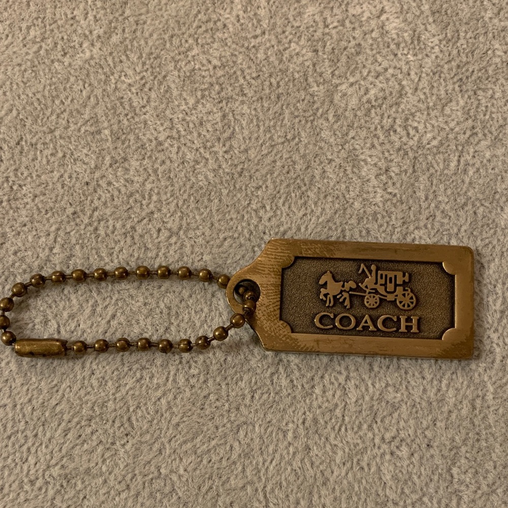 Coach Horse & Carriage Brush Gold Metal Logo Hangtag - Vintage